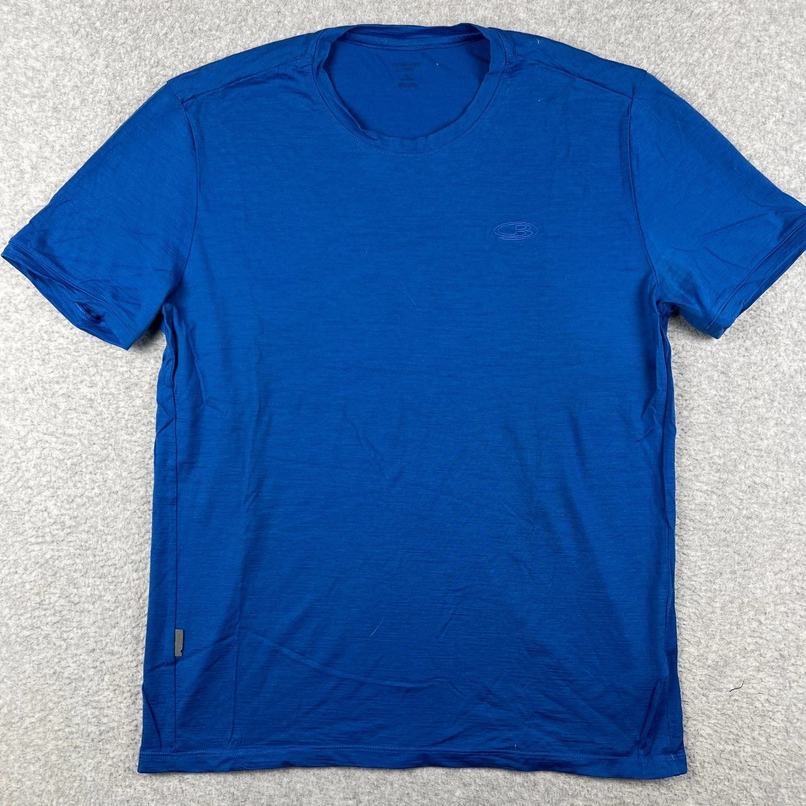 Icebreaker Merino Wool Shirt Baselayer Short Sleeve Medium Mens Blue Hiking READ
