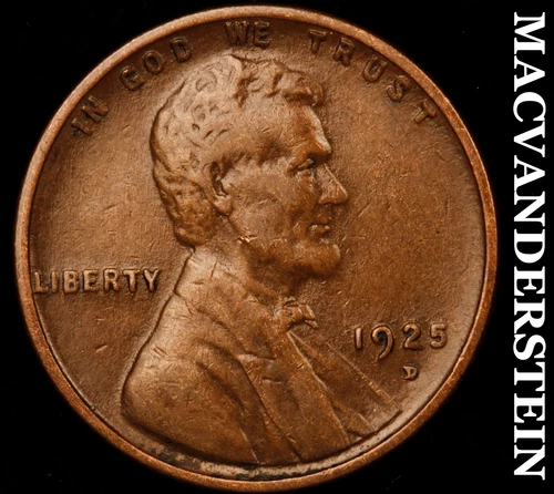 1925-D Lincoln Wheat Cent-Extra Fine Semi Key Better Date No Reserve #i1065