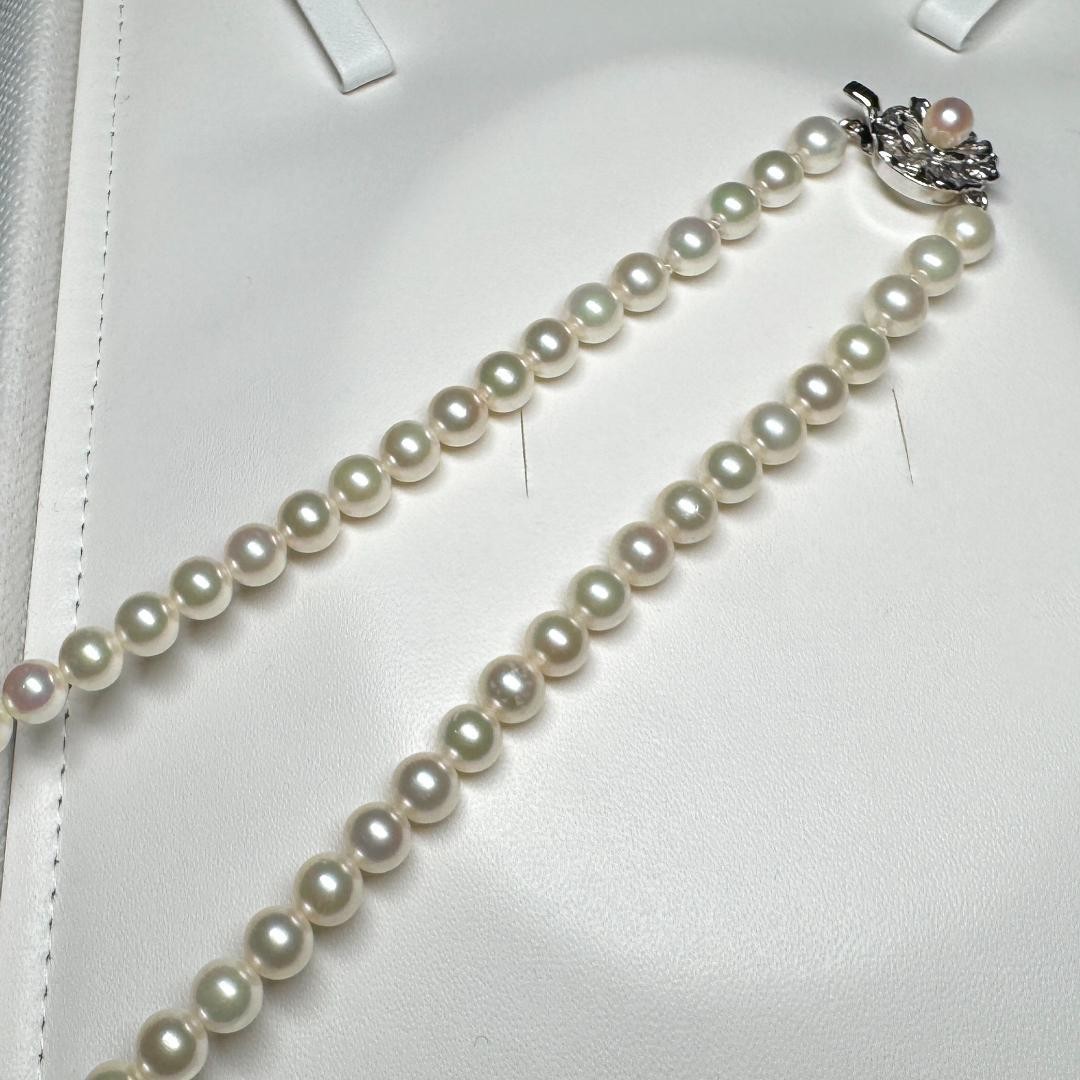 Akoya Pearl Necklace Silver White 6.5-6.8mm From Japan