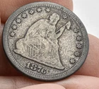 Ungraded uncertified 1876CC Carson City Seated Liberty US Quarter Easy to read