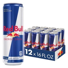 Red Bull Energy Drink 16 fl oz Cans 12 Pack 151mg Caffeine Taurine B Vitamins