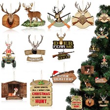 30 Pieces Christmas Deer Tree Ornaments Wooden Buck Hunting Ornament Deer Hun...