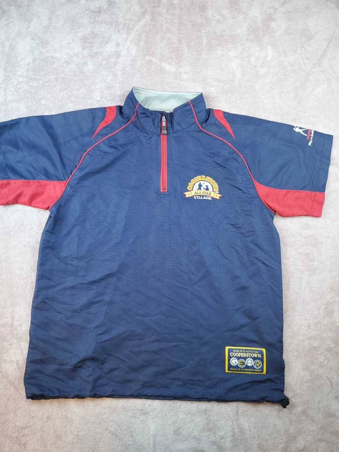 Maglione Cooperstown All Star Village Uomo 1 4 Zip Blu Grande Coach Baseball ⚾
