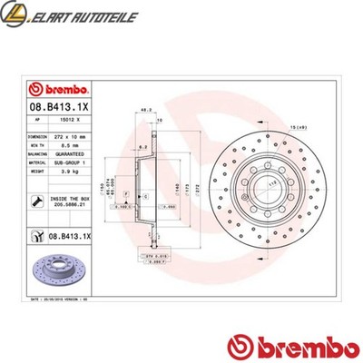 2x BREMSSCHEIBE 08.B413.1X FÜR VW CADDY/ALLTRACK/Box/Body/MPV/CALIFORNIA/IV 2.0L