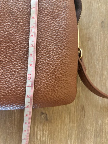 SABEN Ladies Crossbody Bag Brown Leather Logo Dual Pocket Classic - Picture 12 of 17