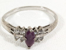 Sterling Silver Ruby  Cubic Zirconia Ring Size 10.5 Tarnished But Still Fancy