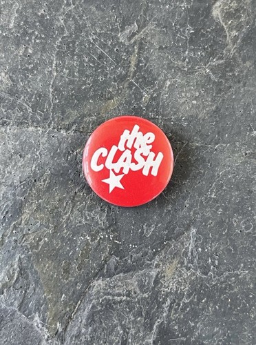 Vintage The Clash Red/White 1” Pin Button Logo Punk Music Band Rock Joe Strummer