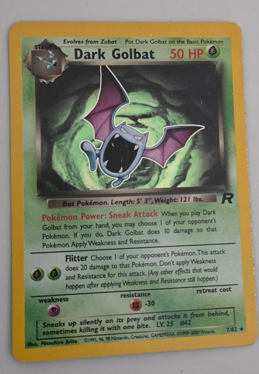 DARK GOLBAT 7/82 HOLO RARE TEAM ROCKET POKEMON UNLIMITED HOLO MP