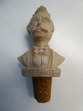 VINTAGE STRAUSS HEAD BUST SCULPTURE BOTTLE TOP CORK STOPPER