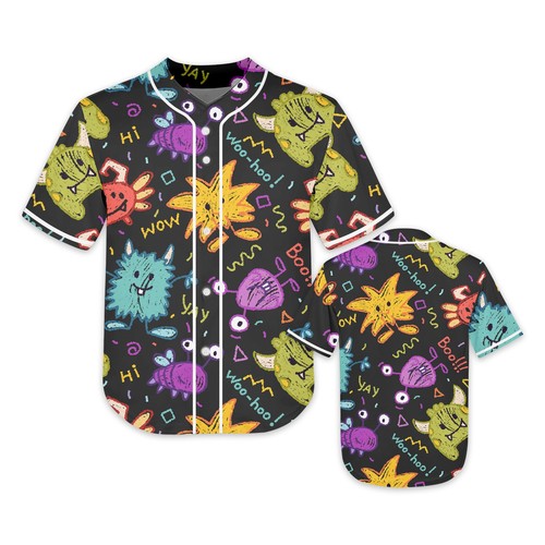 Kids Cartoon Baseball Jerseys Multicolour Shirts Children's Gifts for Boys Girls - Picture 16 of 23