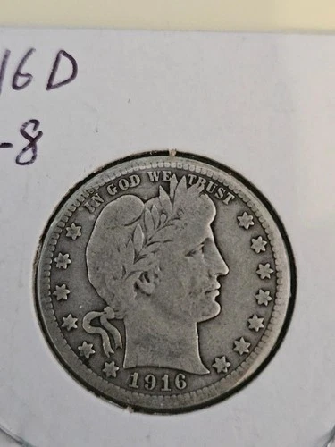 1916 D Barber Quarter VG
