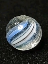 Banded Transparent Purple Blue Handmade Antique German Marble Peewee .44" M-