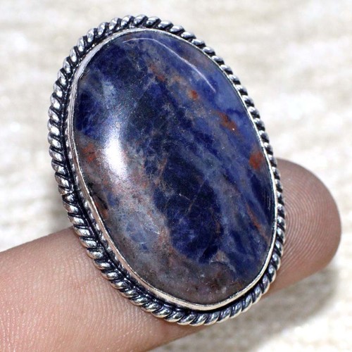 Sodalite 925 Silver Plated Gemstone Handmade Ring US 6 Fast-Selling Gift GW