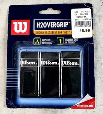 Wilson H20 Overgrips Highly Absorbent for Wet Hands - 3pk Black - NOS Sealed