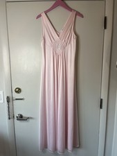 Vintage Vanity Fair Pink Long Nightgown Quilted Detail 60s