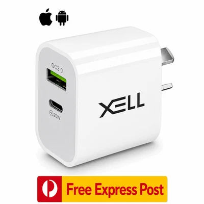 20W USB C + A Dual Fast Charging iPhone Samsung Wall Mobile Charger Adapter - image 1 of 4