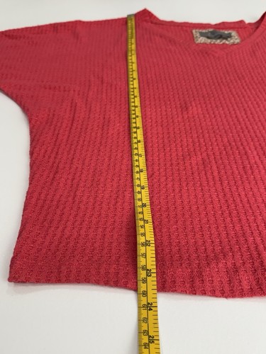 Anthropologie Coral Waffle Knit Dolman Sleeve Top Sz M V Neck Soft - Picture 5 of 7