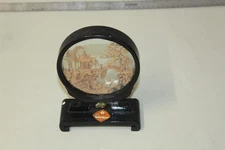 Vintage Cork Art Piece With Wood Frame Asian Art Decor Diorama 