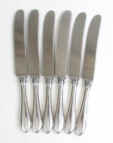 GORHAM STERLING HANDLE BUTTER KNIVES 8 1/2" STAINLESS BLADES SET OF 6