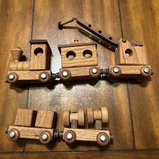 VTG Handmade Wooden Toy Train Set Handcrafted In The Ozarks By Paul Imes Magneti