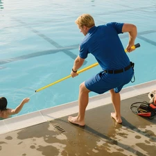 Telescopic Pool Rescue Hook Emergency Water Rescue Hook W/ Pole Yellow for Pool