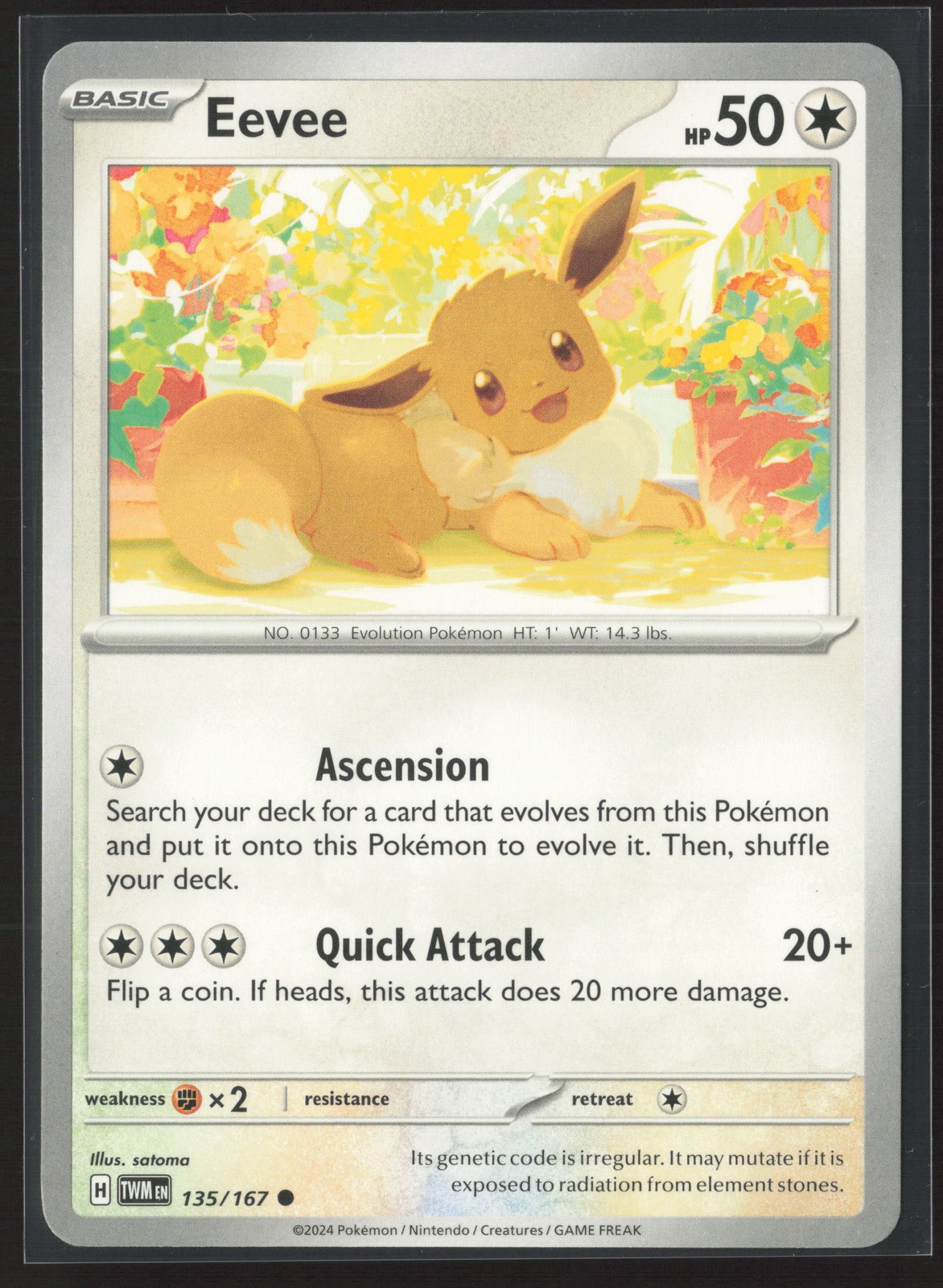 Eevee Common SV06: Twilight Masquerade 135/167 NM Pokemon Card
