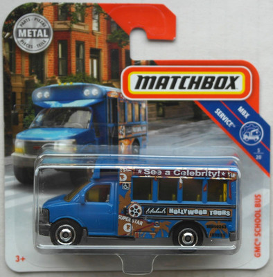 Matchbox GMC School Bus blau Hollywood Tours Neu/OVP Schulbus Bus Autobus MBX