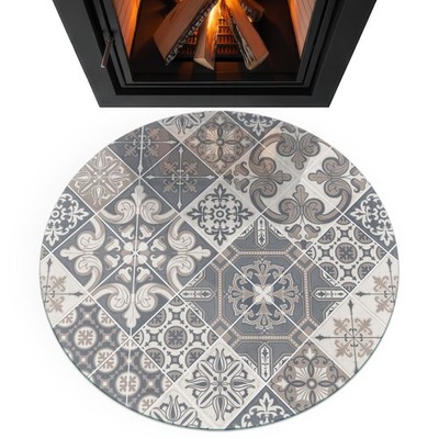 Kamin Schutzplatte aus gehärtetem Sicherheitsglas Dekoratives Mosaikdesign 90 cm