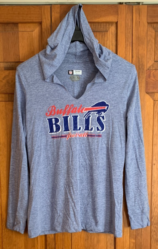 Women's NFL Team Apparel L/S Gray "Buffalo Bills" Hooded T-Shirt Tag Size 2XL