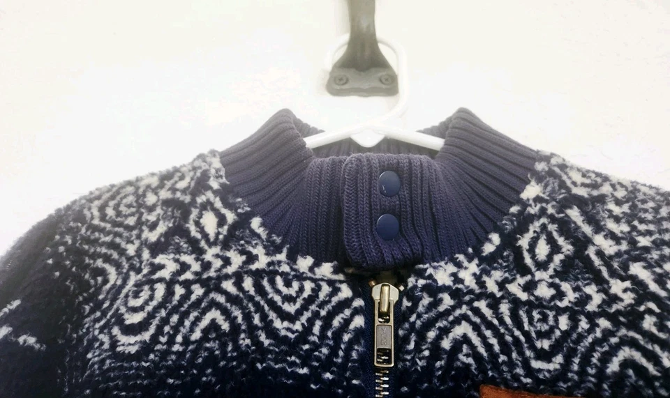 RARE Dog Pet Sweater Winter Coat, Fuzzy Snowflake Print, Navy Blue White, Medium - Image 2 of 4