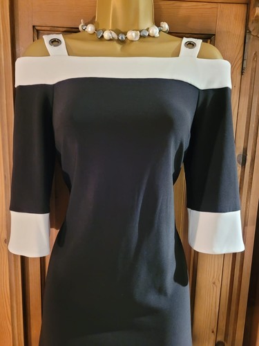 Beautiful Joseph Ribkoff Jackie Kennedy Style Monochrome Dress Size 6 To 10 - Picture 4 of 8