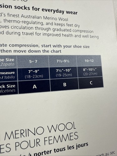 SIGVARIS Merino Wool Knee-High Socks 15-20mmHg Black Size C All Season - Picture 17 of 20