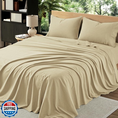 OnlySet 4Pcs Organic Linen Sheets King Size, 100% French Linen from Normandy, - Picture 2 of 5