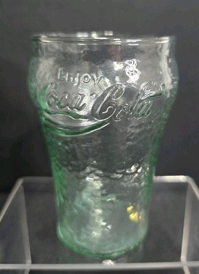 Green Pebbled Mini Coca-Cola Glass Libbey Glass Company 4''