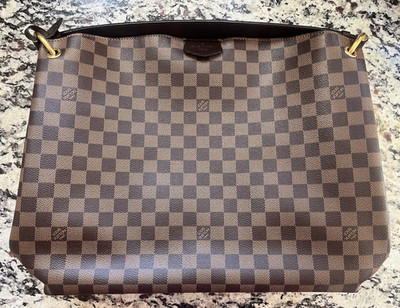 Louis Vuitton Damier Brown Shoulder Bag Zip Red Lining Gold Hardware Tag