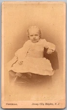 Antique CDV Circa 1870s Costello Cute Baby In Dress Jersey City NJ