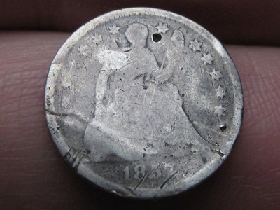 1857 P Seated Liberty Half Dime- Philadelphia, About Good Details