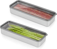 Bacon Container for Refrigerator,Bacon Holder Fridge,Deli Stainless steel 