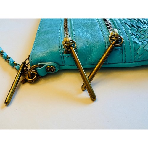 Borsa a tracolla pochette Bali in pelle blu turchese 3 zip di Elliot Lucca usata in ottime condizioni - Foto 8 di 14