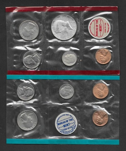 1968 P D Mint Set Sealed 40% Kennedy Half Dollar, 10 Uncirculated Coins
