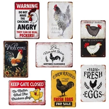 XLSXEXCL 8 Pack Chicken Coop Accessories - Funny Chicken Signs and Metal Plaq...