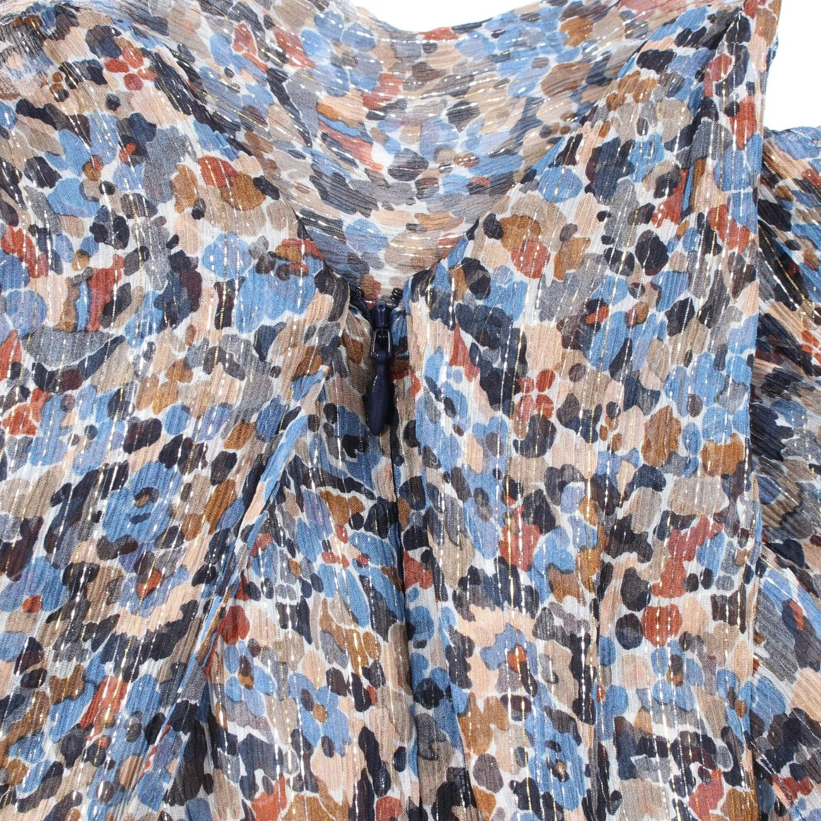 Abito CELINE stampa floreale metallizzato 2R790150K seta blu multicolore #34 usato