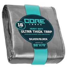CORE TARPS CT-301-50X70 Heavy Duty Tarp, 70 ft L x 0.5 mm H x 50 ft W, 16 Mil,