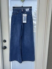 REWASH A-LINE SWEATPANT JEAN HIGH RISE KNIT DENIM PULL-ON STRETCH SIZE S