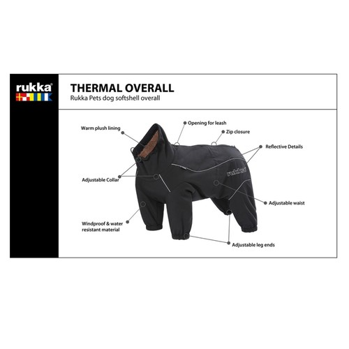 Rukka Dog Thermal Soft Shell Overall Black 50cm New 20 in Winter Puppy Clothing - Picture 6 of 6
