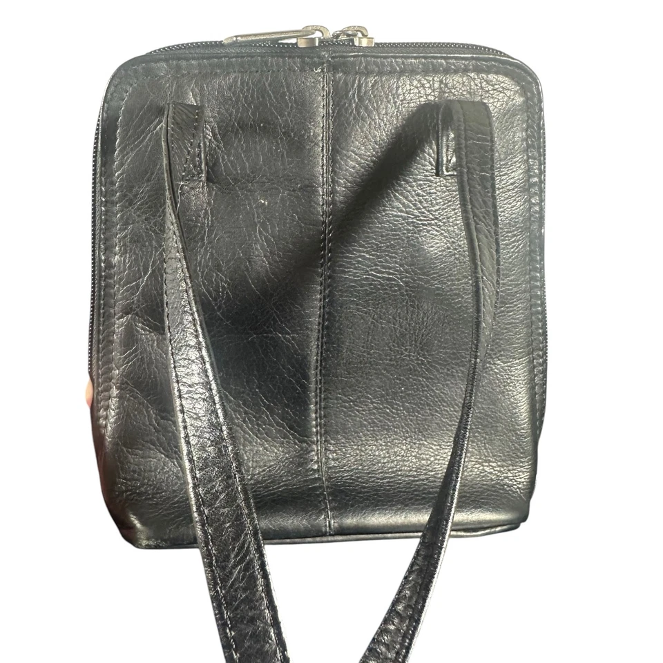 Le Donne кожи черный через плечо сумка минималистский кожаный слинга сумочка маленький - Изображение 2 из 4