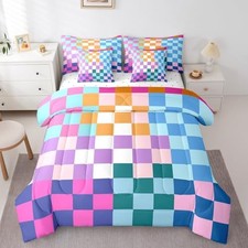 Multicolored Checkered Retro Bedding Sets Kids Boys Girls Full Colorful