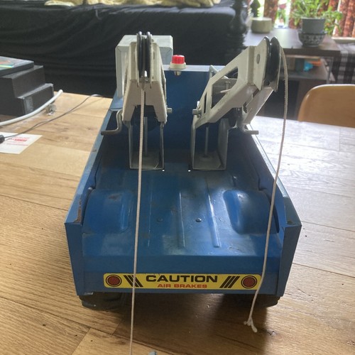 Vintage - Mighty Tonka (Blue) Tow Truck Double Boom Wrecker 18.5 Missing 1 Hook - Picture 8 of 9