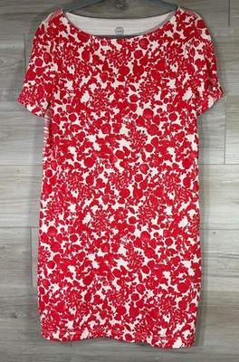 Tory Burch Elizabeth T-shirt Dress Red Floral Print Pima Cotton Spring Summer M