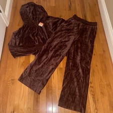 Free People Movement Body Language Velour Hoodie And Pants Set Medium Cocoa NWT